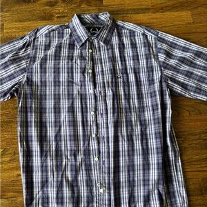 Cinch Men's Casual Plaid Shirt - Purple and White